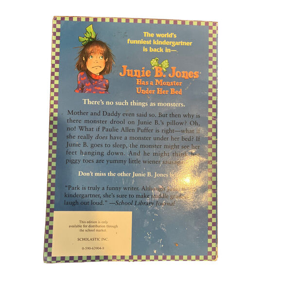 Junie B. Jones Has a Monster Under Her Bed - Paperback By Barbara Park - GOOD - Picture 2 of 2